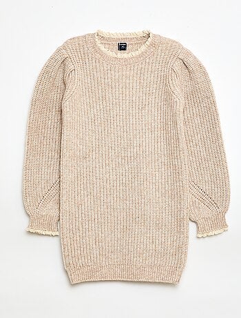 Abito a maglia con colletto in pizzo