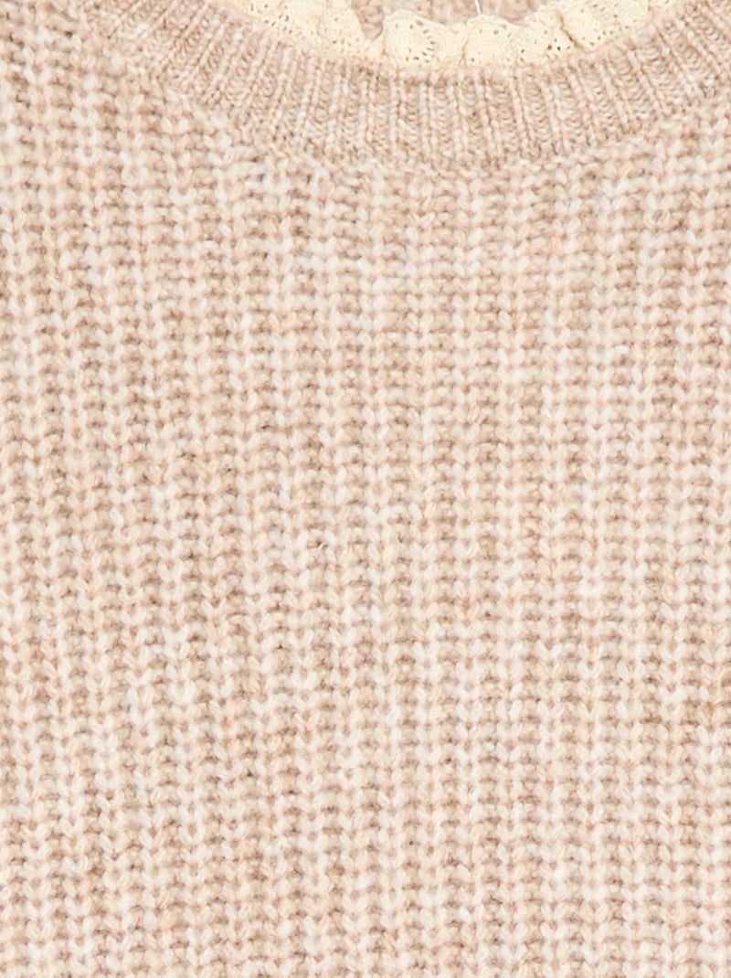 Abito a maglia con colletto in pizzo Beige - Kiabi
