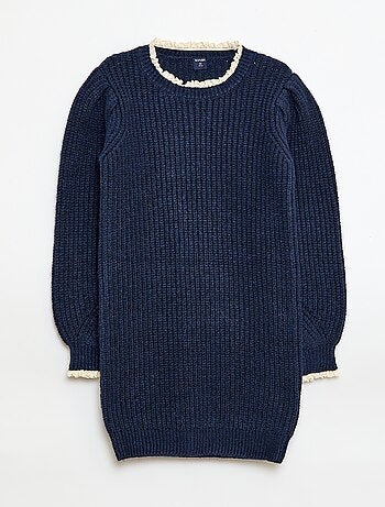 Abito a maglia con colletto in pizzo