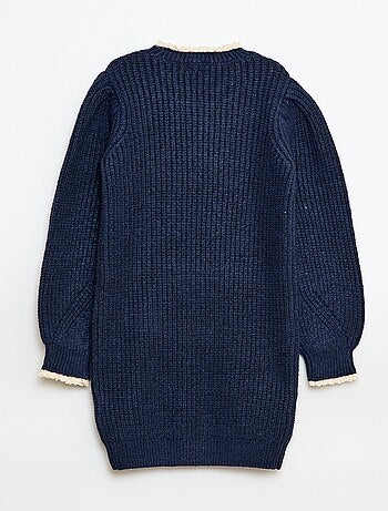 Abito a maglia con colletto in pizzo