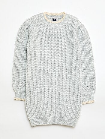 Abito a maglia con colletto in pizzo