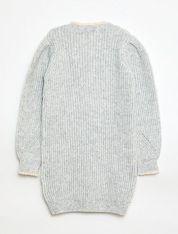 Abito a maglia con colletto in pizzo