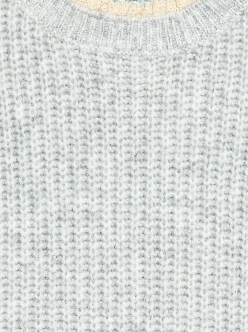 Abito a maglia con colletto in pizzo Grigio - Kiabi