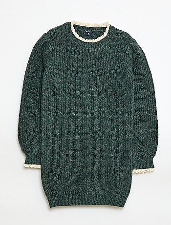 Abito a maglia con colletto in pizzo