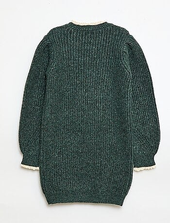 Abito a maglia con colletto in pizzo