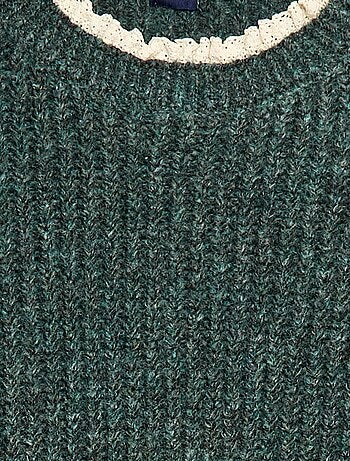 Abito a maglia con colletto in pizzo