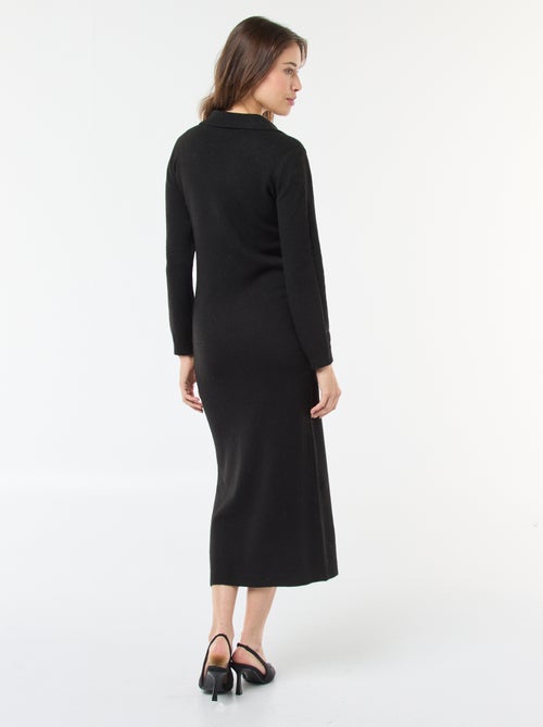 Abito a maglia con collo polo e maniche lunghe - Kiabi