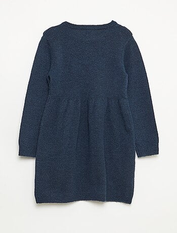 Abito maglione con maglia traforata e volant