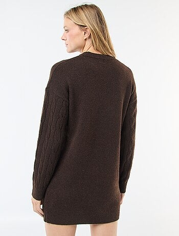 Abito maglione corto in maglia a trecce