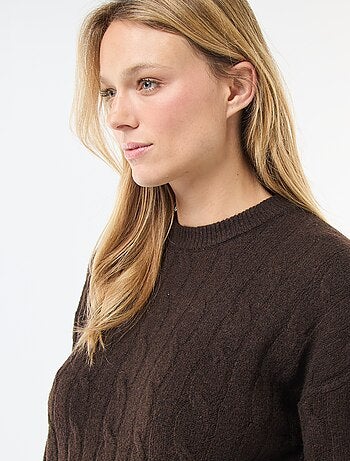 Abito maglione corto in maglia a trecce