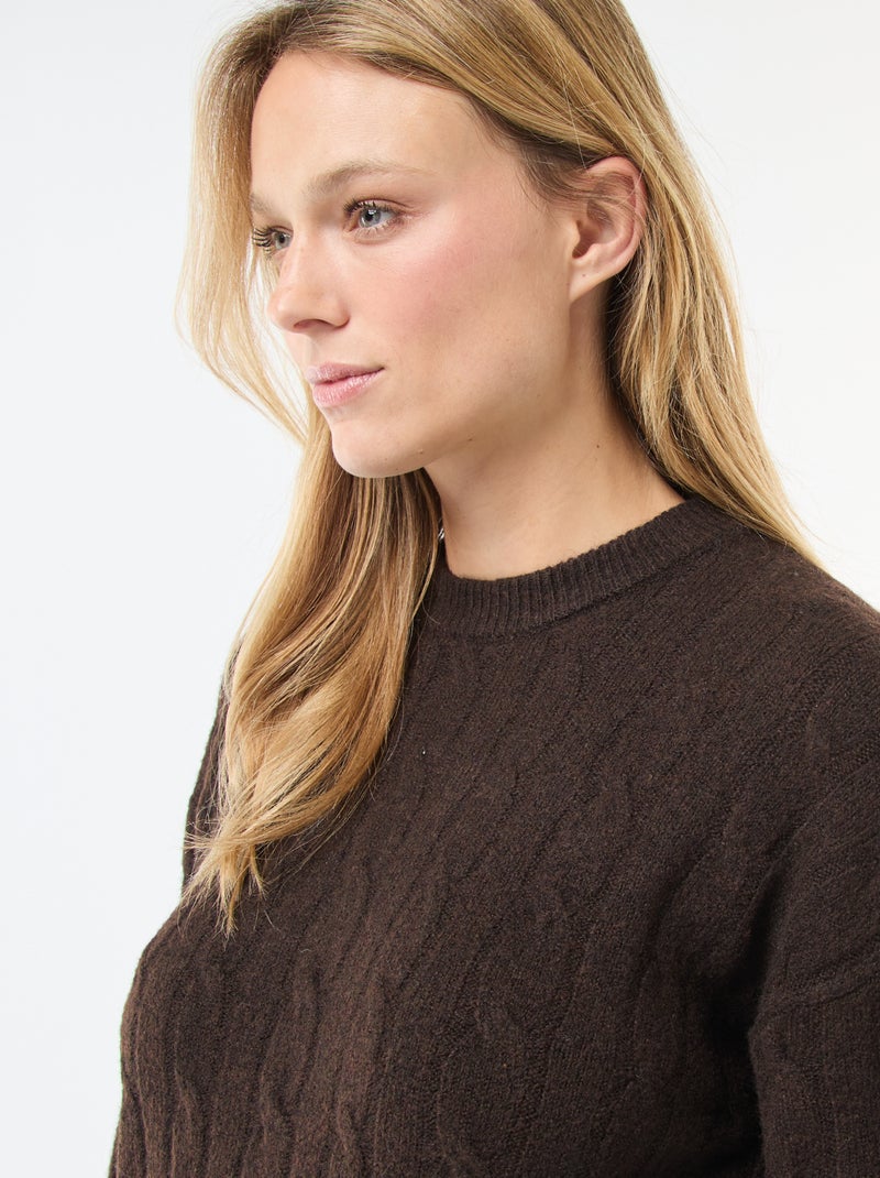 Abito a maglia corto con trecce Marrone - Kiabi