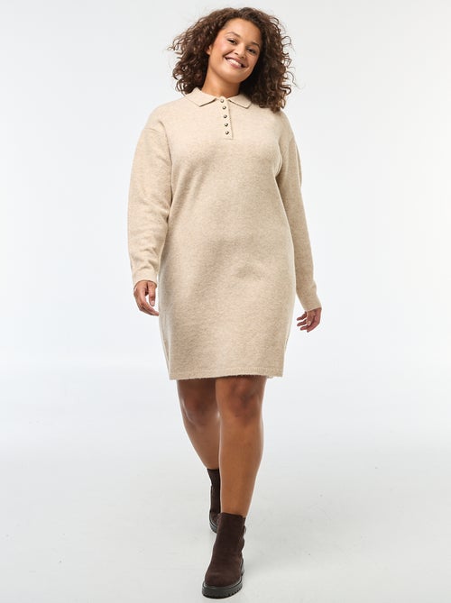 Abito a maglia pesante con bottoni dorati sul collo - Kiabi