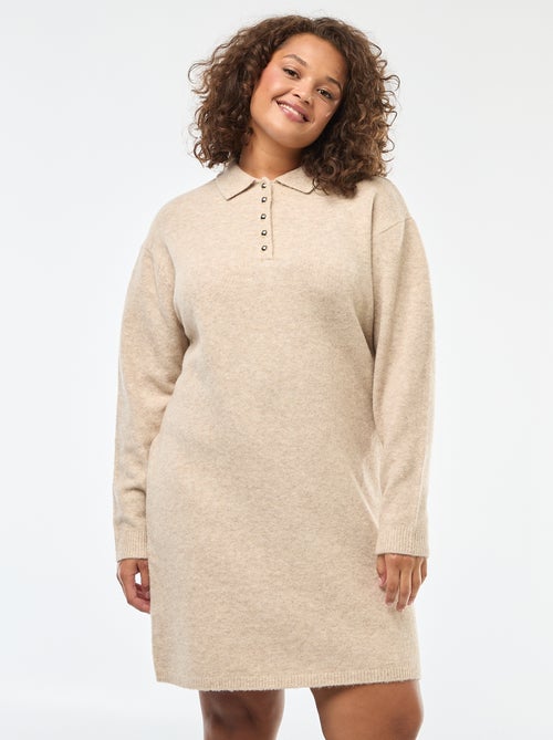 Abito a maglia pesante con bottoni dorati sul collo - Kiabi