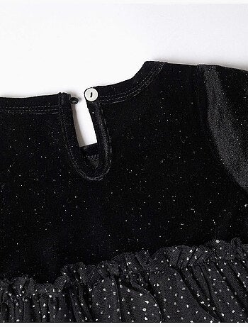 Abito a manica lunga in velluto e tulle con lurex