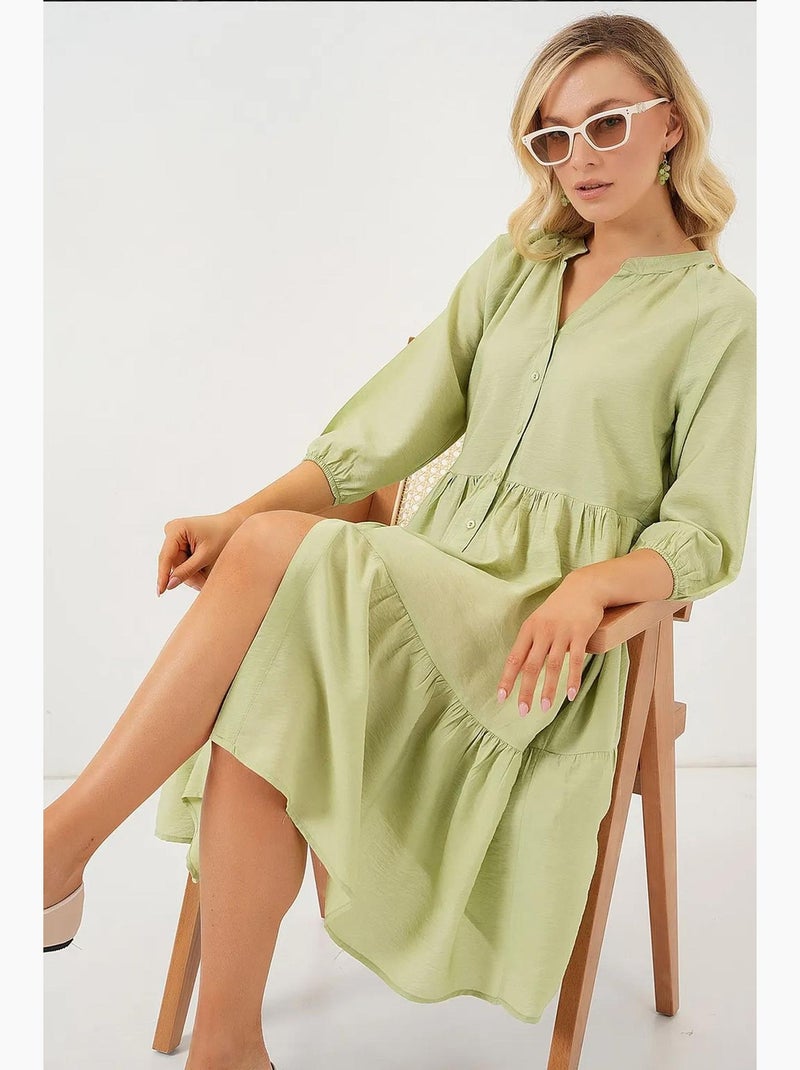 Abito a maniche corte con bottoni bdart Verde smeraldo - Kiabi