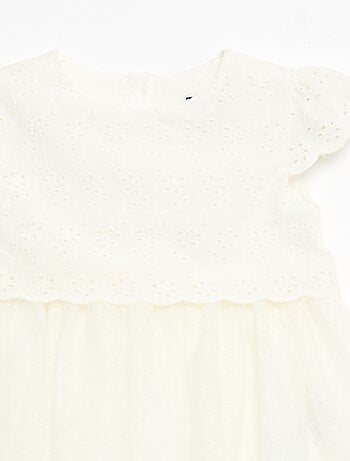 Abito a maniche corte con ricami inglesi e tulle