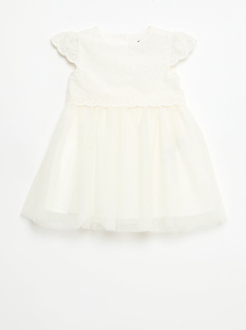 Abito a maniche corte con ricami inglesi e tulle - Kiabi