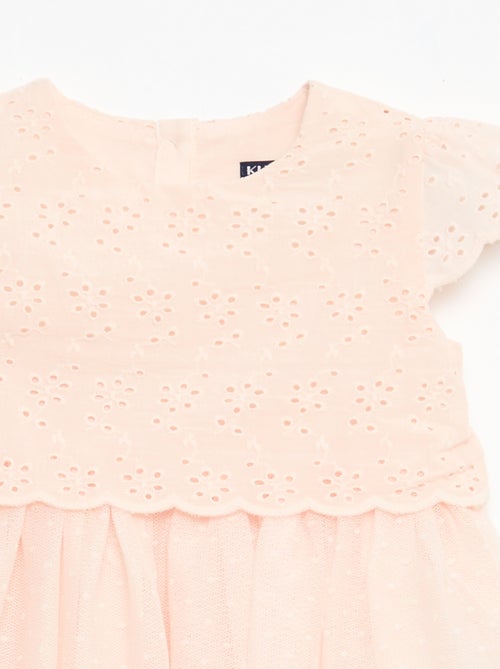 Abito a maniche corte con ricami inglesi e tulle - Kiabi