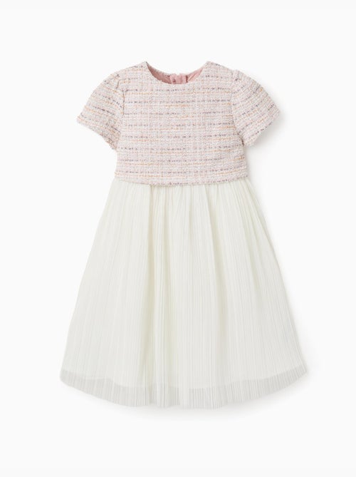 Abito a maniche corte in doppio tessuto tweed e rete - Kiabi