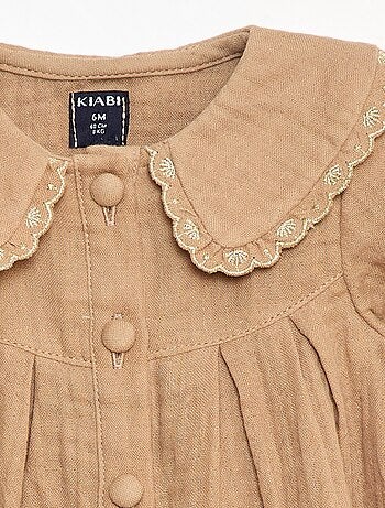 Abito a maniche lunghe in garza di cotone