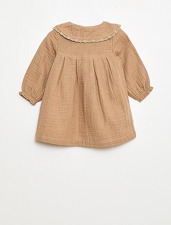 Abito a maniche lunghe in garza di cotone