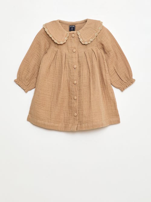 Abito a maniche lunghe in garza di cotone - Kiabi