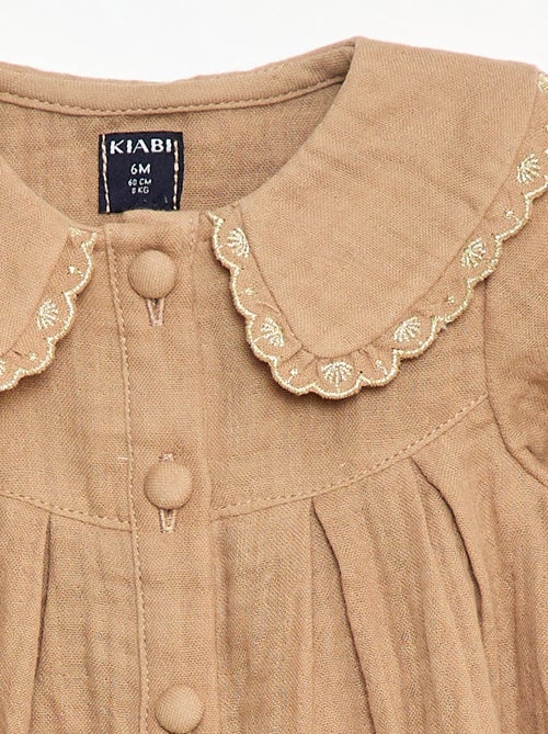 Abito a maniche lunghe in garza di cotone - Kiabi