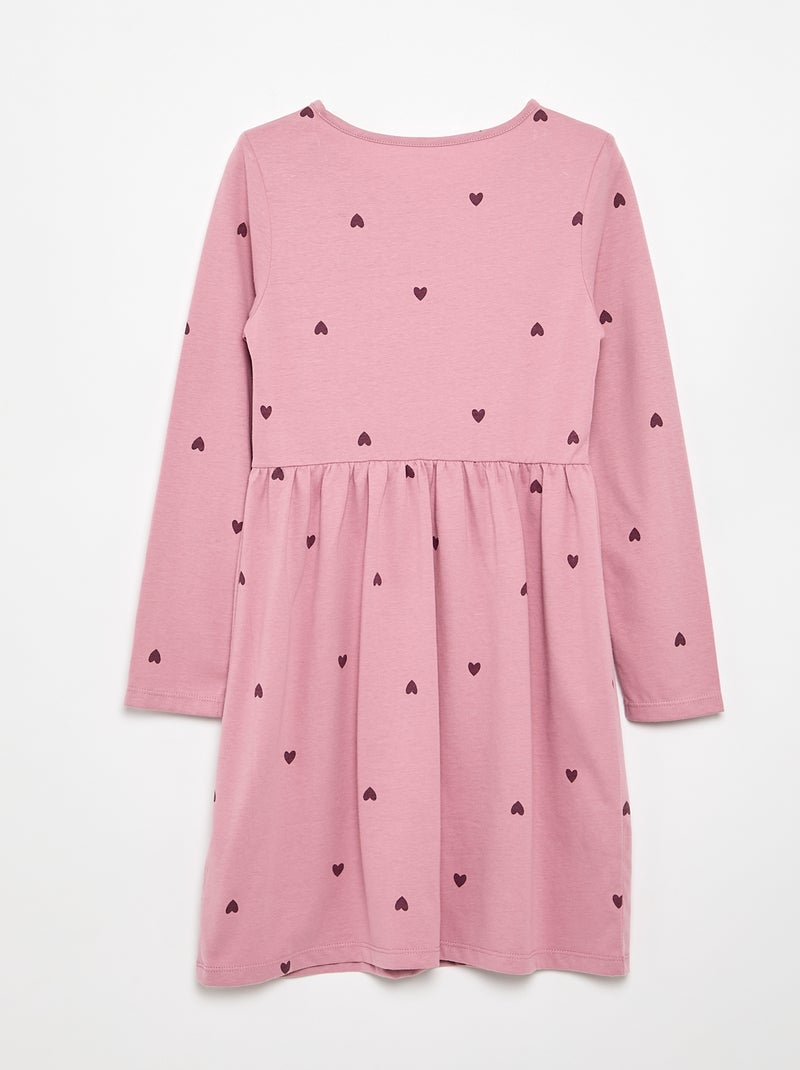Abito a maniche lunghe in jersey di cotone Rosa - Kiabi