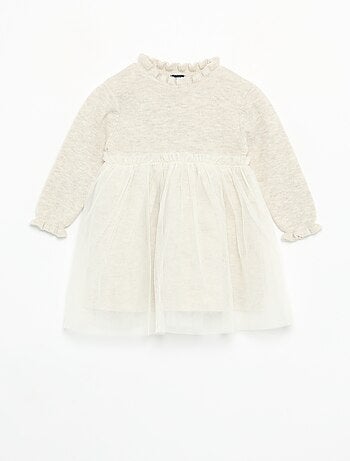 Abito a maniche lunghe in maglia e tulle