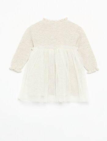 Abito a maniche lunghe in maglia e tulle