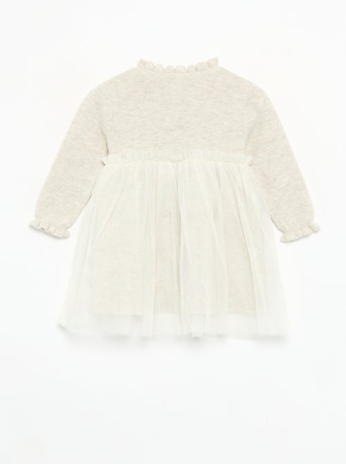 Abito a maniche lunghe in maglia e tulle - Kiabi