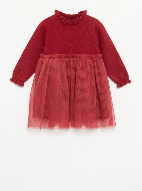 Abito a maniche lunghe in maglia e tulle - Kiabi Abito a maniche lunghe in maglia e tulle - Kiabi