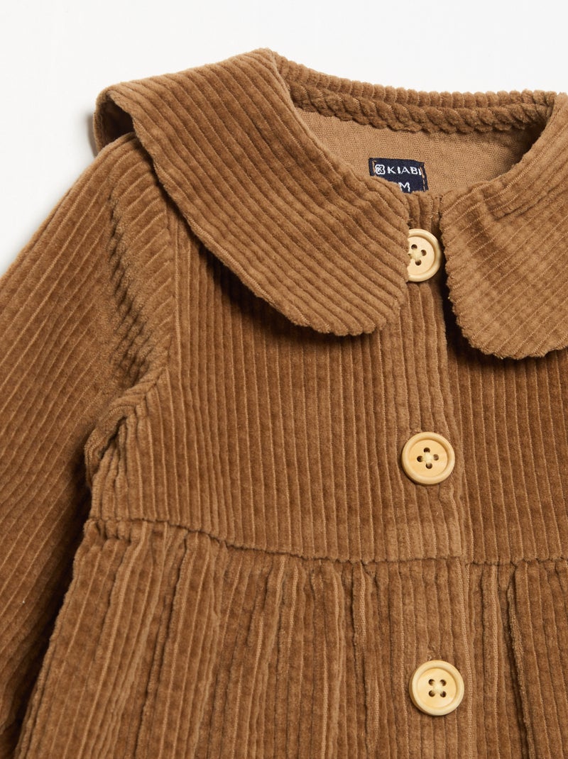 Abito a maniche lunghe in velluto Beige - Kiabi