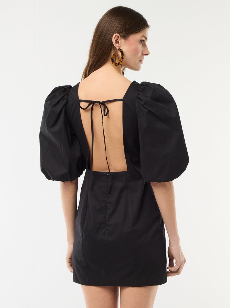 Abito a palloncino a maniche corte Nero - Kiabi