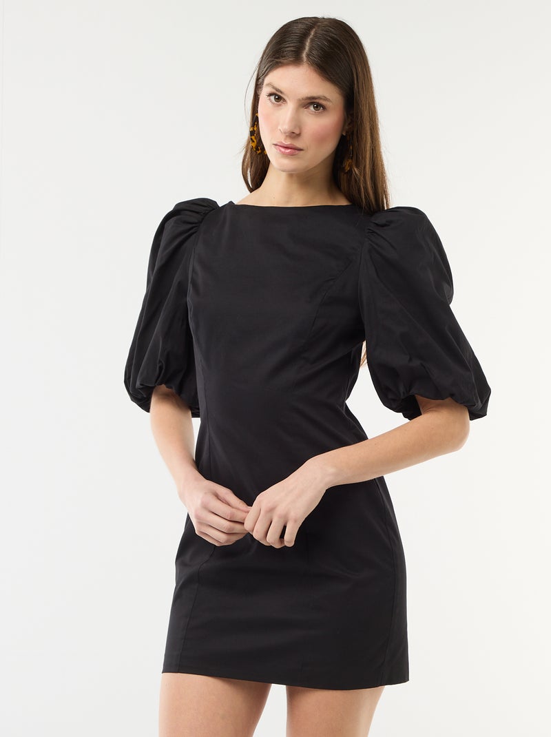 Abito a palloncino a maniche corte Nero - Kiabi