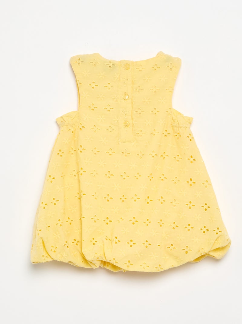 Abito a palloncino con ricami sangallo Giallo - Kiabi