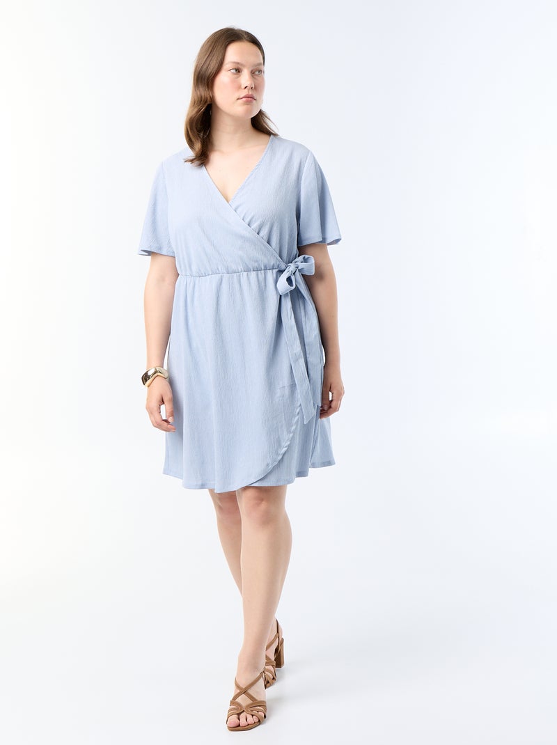Abito a portafoglio in maglia goffrata Blu - Kiabi