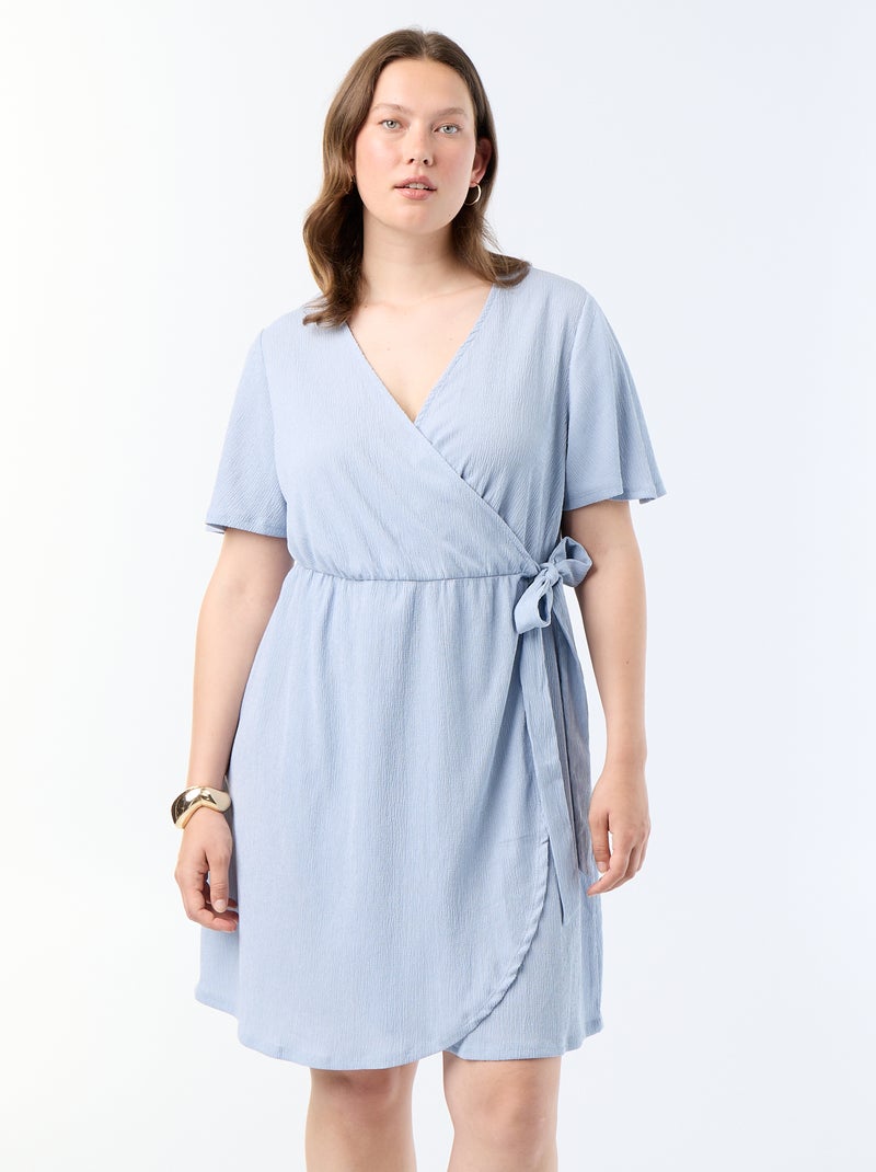 Abito a portafoglio in maglia goffrata Blu - Kiabi