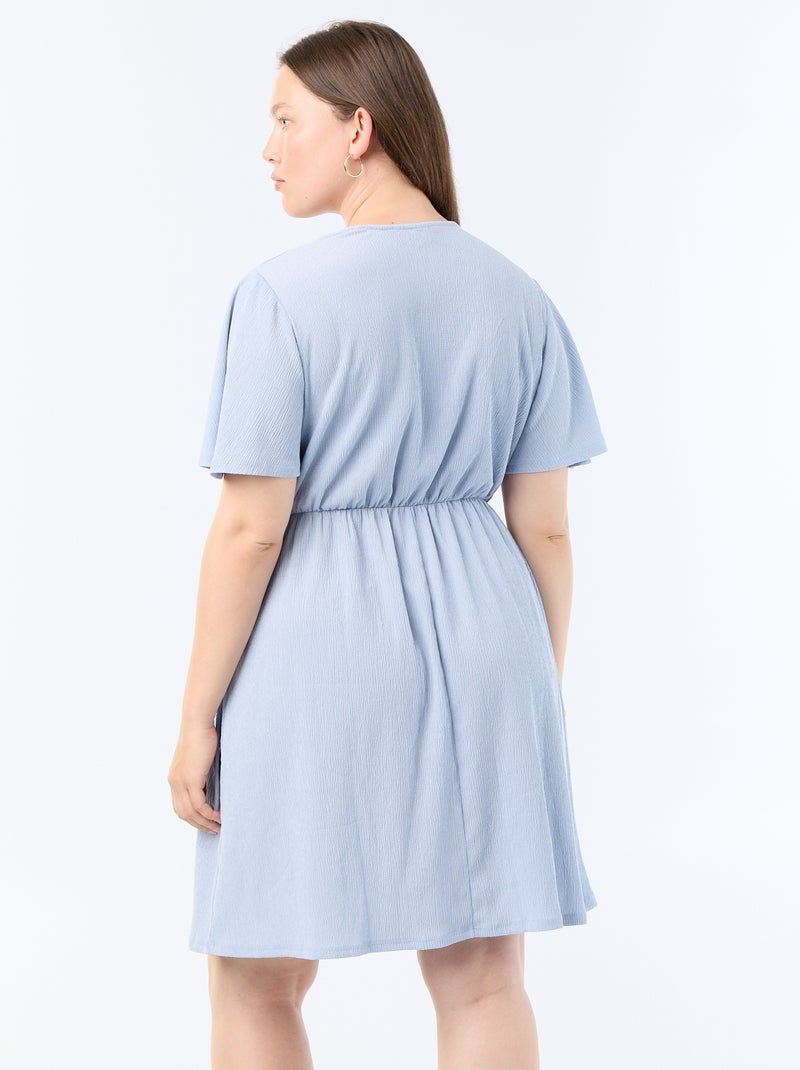 Abito a portafoglio in maglia goffrata Blu - Kiabi