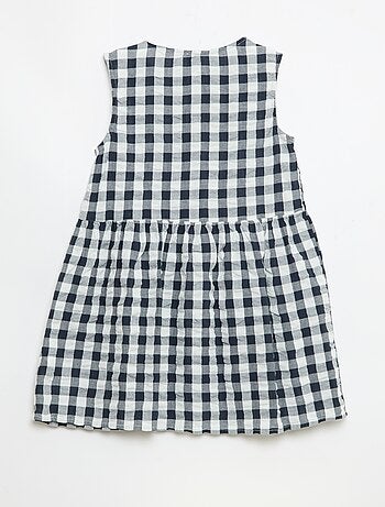 Abito a quadretti con maniche corte, fiocco + scrunchie