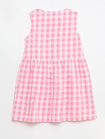 Abito a quadretti con maniche corte, fiocco + scrunchie