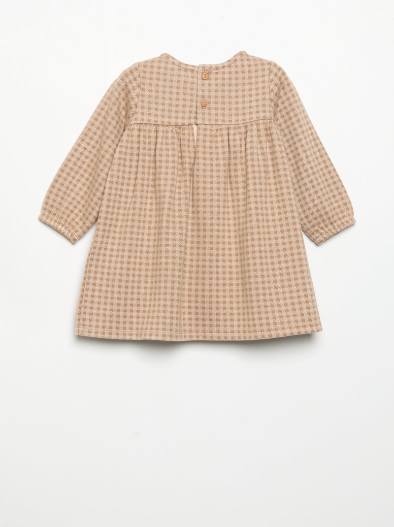 Abito a quadri e maniche lunghe Beige - Kiabi