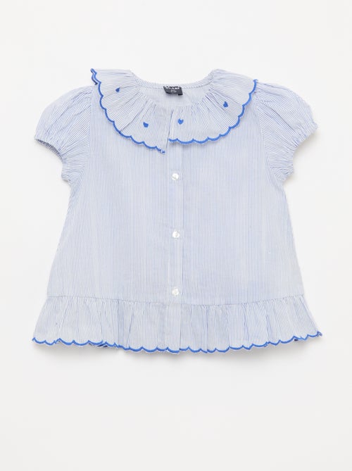 Abito a righe a maniche corte e fondo a volant - Kiabi