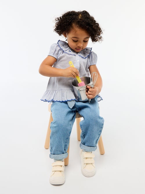 Abito a righe a maniche corte e fondo a volant - Kiabi