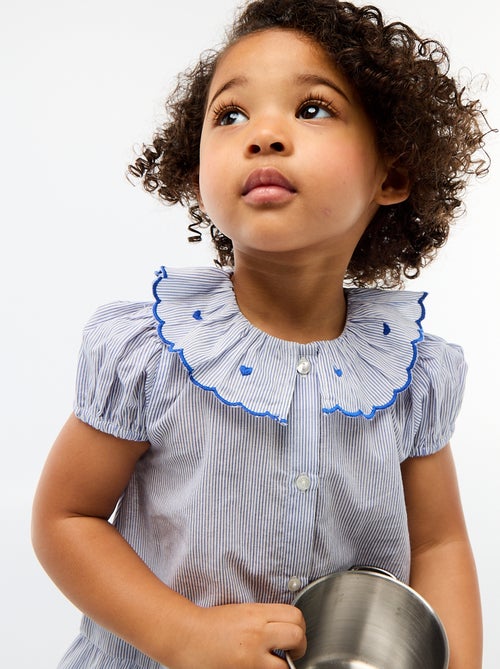 Abito a righe a maniche corte e fondo a volant - Kiabi