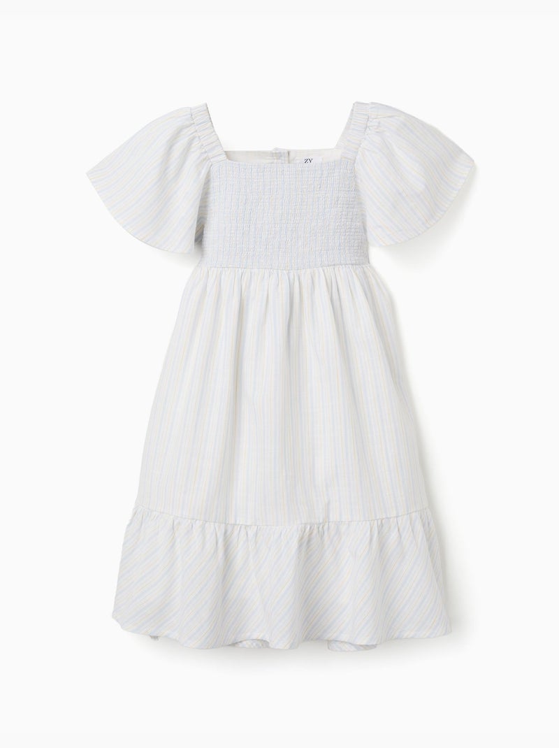 Abito a righe in cotone con fodera B&S Blu chiaro - Kiabi
