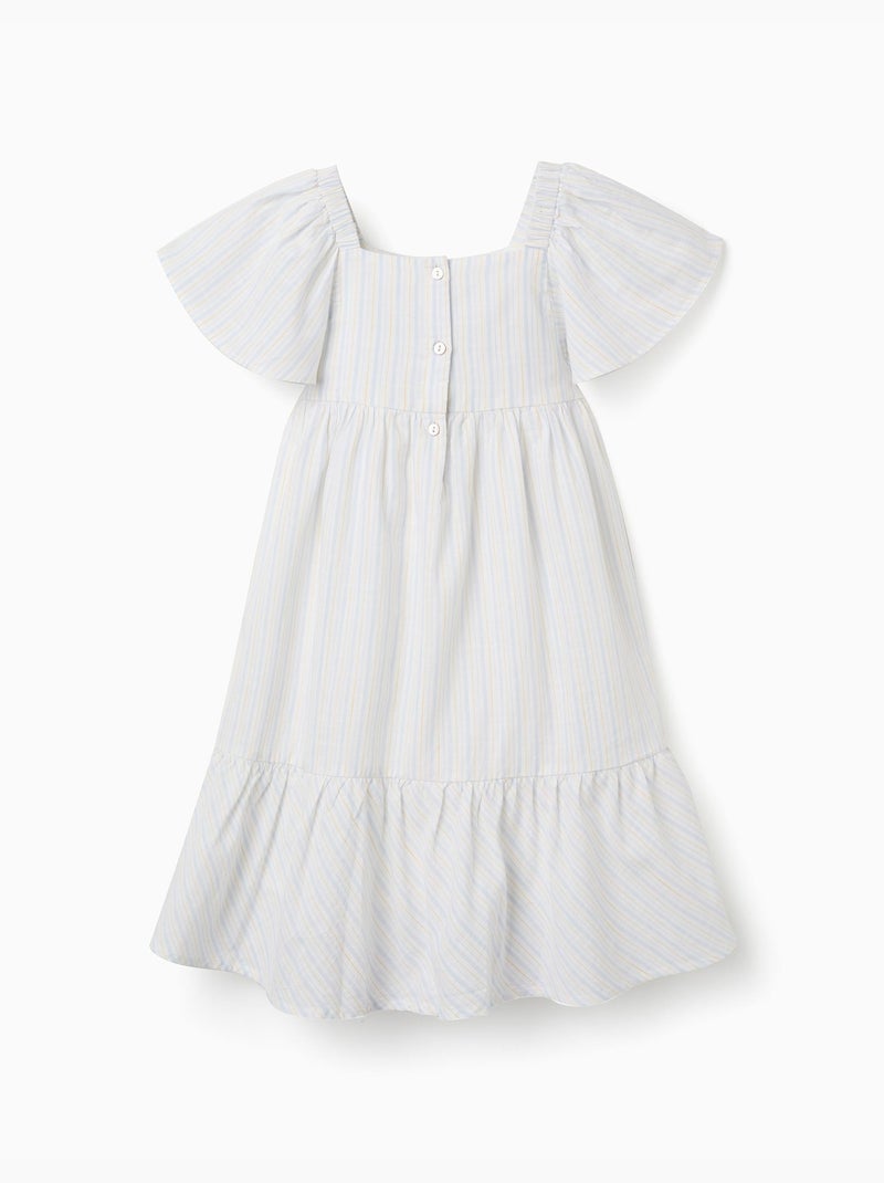 Abito a righe in cotone con fodera B&S Blu chiaro - Kiabi
