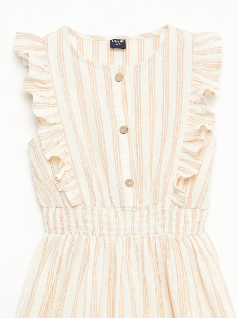 Abito a righe in lino e cotone Beige - Kiabi