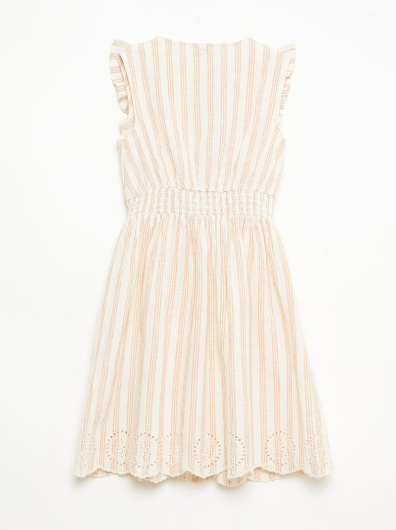Abito a righe in lino e cotone Beige - Kiabi