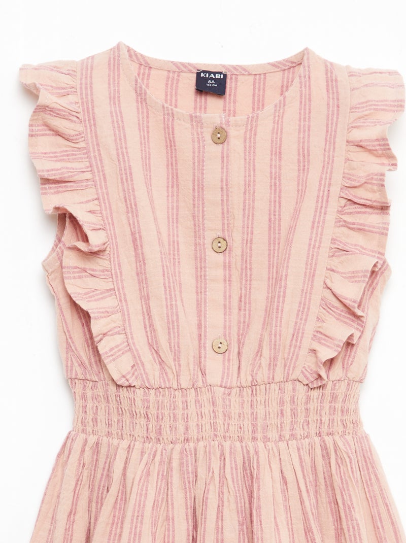 Abito a righe in lino e cotone Rosa - Kiabi